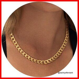 14K Gold Plated Cuban Link Chain Necklace with Toggle Clasp